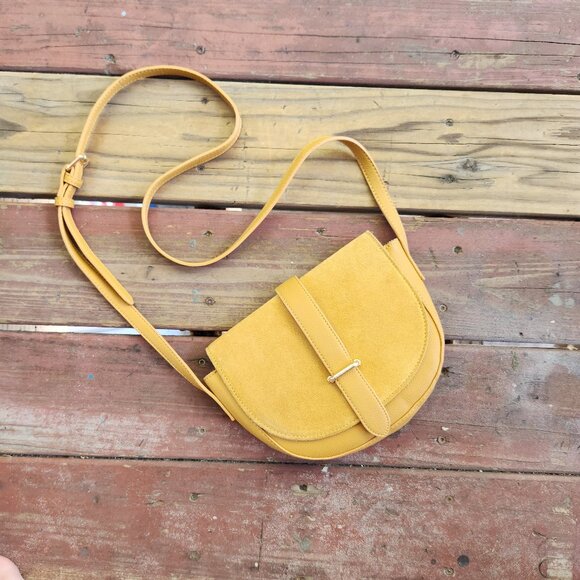 Moda Luxe Yellow Faux Leather Pebbled Bag Purse Satchel - Picture 1 of 8